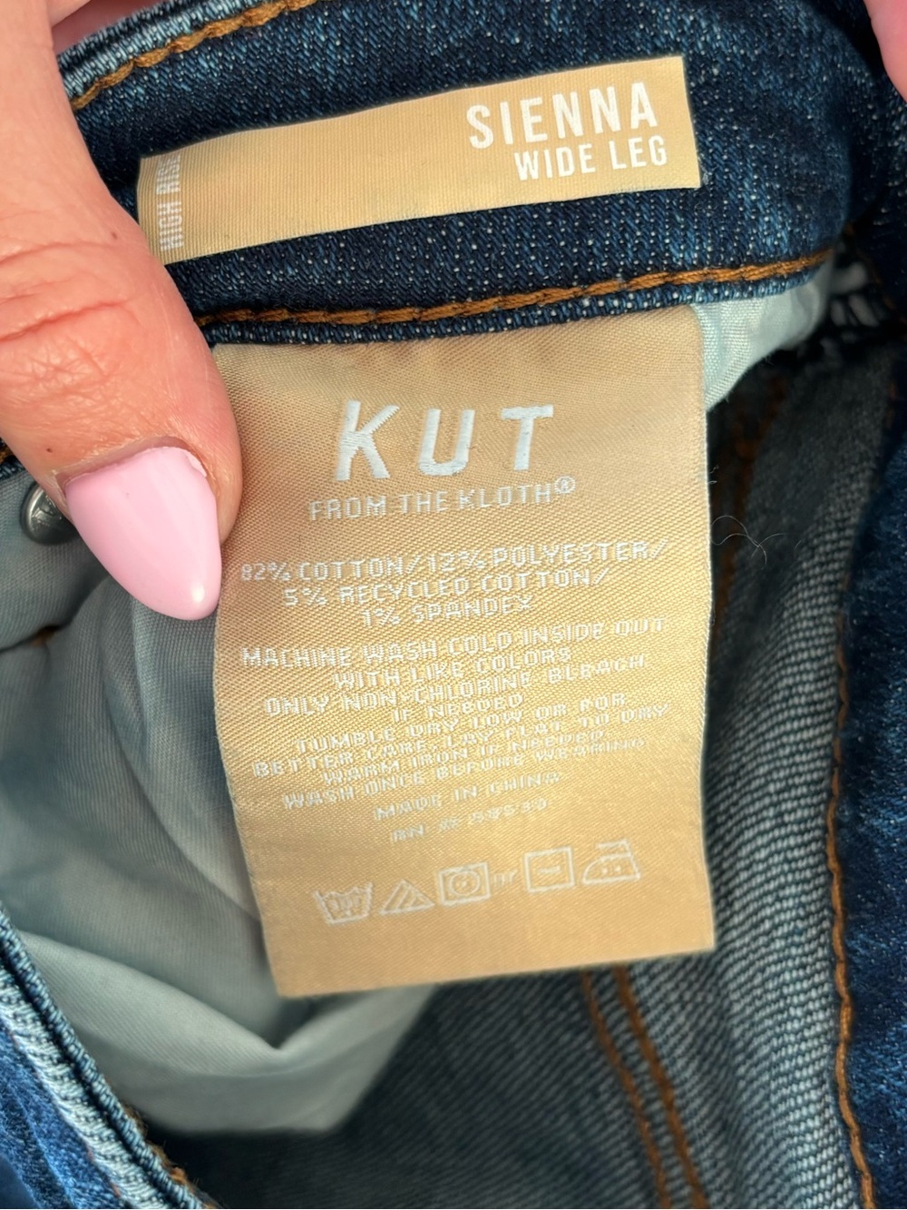Kut from the Kloth Dark Blue Wide Leg Cuffed Jeans - Picture 5 of 5